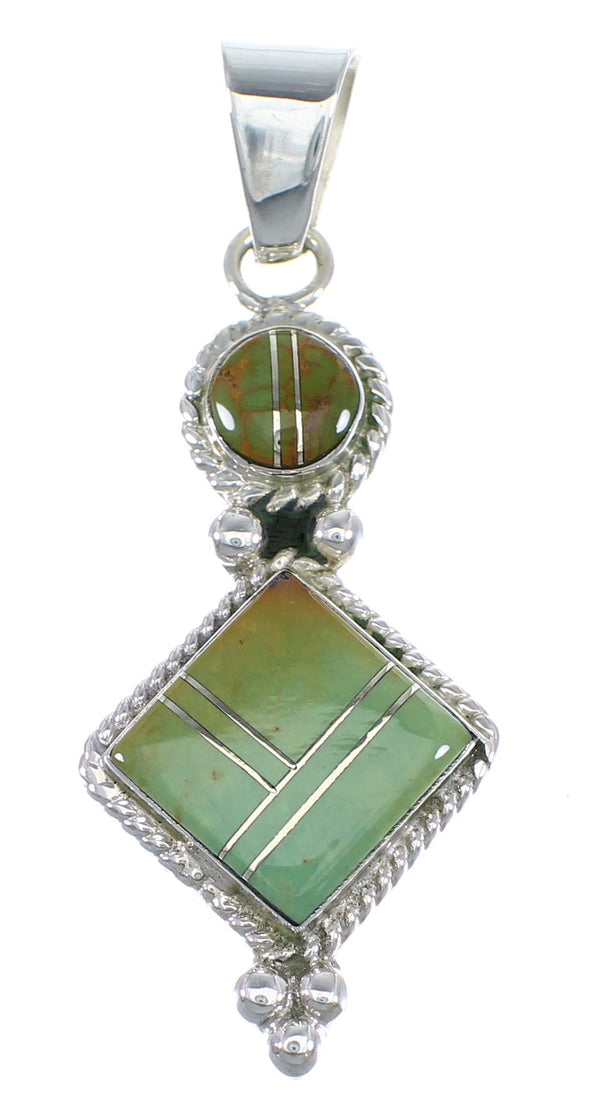 Southwest Turquoise Inlay And Silver Pendant CX46294